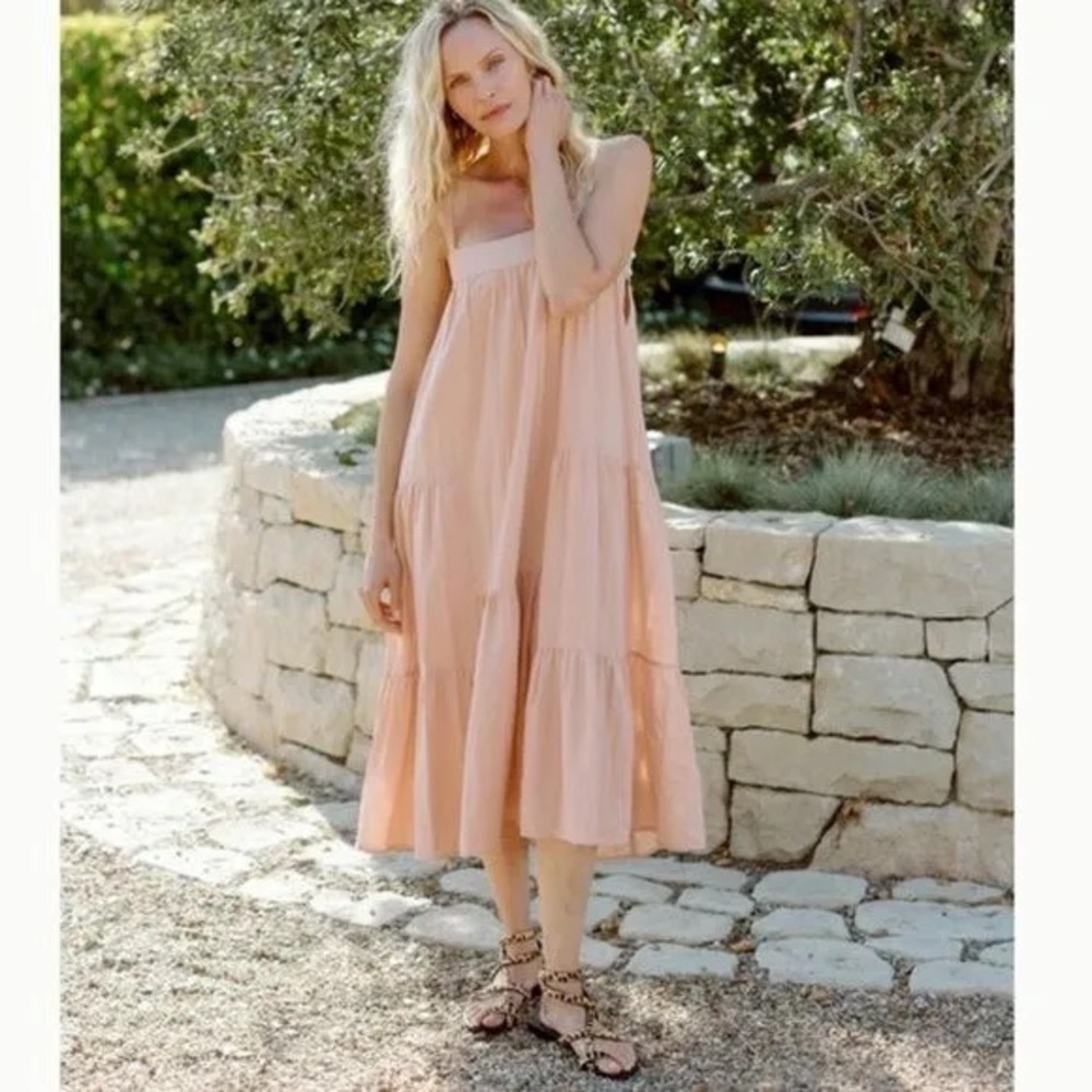 Jenni Kayne Seersucker Summer Dress In Blush XS